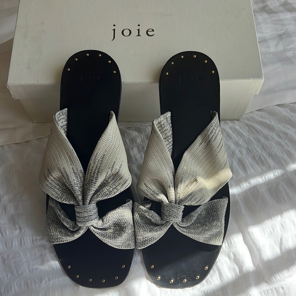NWT Joie Benita Leather Sandal in Ivory Lizard (Size 39.5)